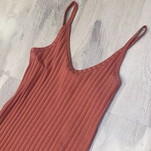 Mauve Pink MIDI-Ribbed Strappy Dress